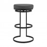 Armen Living Vander Black Faux Leather and Brushed Stainless Steel Swivel Bar Stool Front