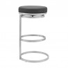 Armen Living Vander Gray Faux Leather and Brushed Stainless Steel Swivel Bar Stool Side