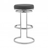 Armen Living Vander Gray Faux Leather and Brushed Stainless Steel Swivel Bar Stool Front