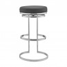Armen Living Vander Gray Faux Leather and Brushed Stainless Steel Swivel Bar Stool Front