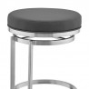 Armen Living Vander Gray Faux Leather and Brushed Stainless Steel Swivel Bar Stool Half