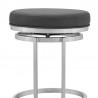 Armen Living Vander Gray Faux Leather and Brushed Stainless Steel Swivel Bar Stool Half