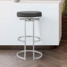 Armen Living Vander Gray Faux Leather and Brushed Stainless Steel Swivel Bar Stool