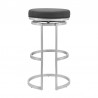 Armen Living Vander Gray Faux Leather and Brushed Stainless Steel Swivel Bar Stool Back