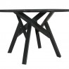 Venus 54" Round Mid-Century Modern Black Marble Dining Table with Black Wood Legs 03