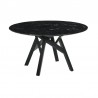 Venus 54" Round Mid-Century Modern Black Marble Dining Table with Black Wood Legs 02