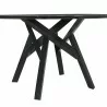 Venus 54" Round Mid-Century Modern Black Marble Dining Table with Black Wood Legs - Venus 54" Round Mid-Century Modern Black Marble Dining Table with Black Wood Legs