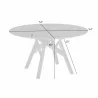 Venus 54" Round Mid-Century Modern Black Marble Dining Table with Black Wood Legs - Venus 54" Round Mid-Century Modern Black Marble Dining Table with Black Wood Legs