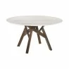 Venus 54" Round Mid-Century Modern White Marble Dining Table - Angled - Venus 54" Round Mid-Century Modern White Marble Dining Table - Angled