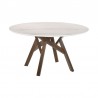 Venus 54" Round Mid-Century Modern White Marble Dining Table with Walnut Wood Legs 01