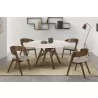 Venus 54" Round Mid-Century Modern White Marble Dining Table with Walnut Wood Legs - Venus 54" Round Mid-Century Modern White Marble Dining Table with Walnut Wood Legs