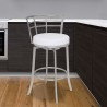 Viper Counter Height Swivel White Faux Leather and Brushed Stainless Steel Bar Stool
