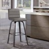 Armen Living Vienna Counter And Bar Height Barstool In Black Brushed Wood Finish With Gray Faux Leather 