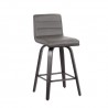 Armen Living Vienna Counter And Bar Height Barstool In Black Brushed Wood Finish With Gray Faux Leather  001