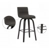 Armen Living Vienna Counter And Bar Height Barstool In Black Brushed Wood Finish With Gray Faux Leather  005