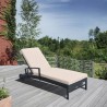 Armen Living Vida Outdoor Wicker Lounge Chair With Water Resistant Beige Fabric Cushion
