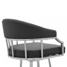 Armen Living Valerie Swivel Modern Black Faux Leather Bar and Counter Stool in Brushed Stainless Steel Finish