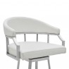 Armen Living Valerie Swivel Modern White Faux Leather Bar and Counter Stool in Brushed Stainless Steel Finish Half Front