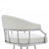 Armen Living Valerie Swivel Modern White Faux Leather Bar and Counter Stool in Brushed Stainless Steel Finish Half Back
