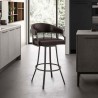 Armen Living Valerie Swivel Brown Faux Leather and Java Brown Metal Bar Stool