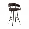 Armen Living Valerie Swivel Brown Faux Leather and Java Brown Metal Bar Stool Front