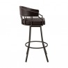 Armen Living Valerie Swivel Brown Faux Leather and Java Brown Metal Bar Stool Side