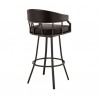 Armen Living Valerie Swivel Brown Faux Leather and Java Brown Metal Bar Stool Side