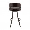 Armen Living Valerie Swivel Brown Faux Leather and Java Brown Metal Bar Stool Back