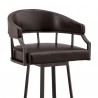 Armen Living Valerie Swivel Brown Faux Leather and Java Brown Metal Bar Stool Half Front