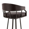 Armen Living Valerie Swivel Brown Faux Leather and Java Brown Metal Bar Stool Half Back