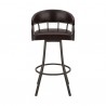 Armen Living Valerie Swivel Brown Faux Leather and Java Brown Metal Bar Stool Front
