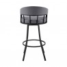 Armen Living Valerie Swivel Slate Grey Faux Leather and Black Metal Bar Stool Back