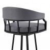 Armen Living Valerie Swivel Slate Grey Faux Leather and Black Metal Bar Stool Half Back