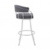 Armen Living Valerie Swivel Gray Faux Leather and Silver Metal Bar Stool Side