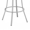 Armen Living Valerie Swivel Gray Faux Leather and Silver Metal Bar Stool Legs