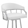 Armen Living Valerie Swivel White Faux Leather and Silver Metal Bar Stool Half