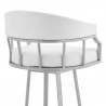 Armen Living Valerie Swivel White Faux Leather and Silver Metal Bar Stool Half
