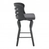 Armen Living Verne Swivel Gray Faux Leather and Black Wood Bar Stool Side