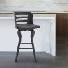 Armen Living Verne Swivel Gray Faux Leather and Black Wood Bar Stool