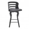 Armen Living Verne Swivel Gray Faux Leather and Black Wood Bar Stool Side