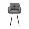 Armen Living Verona Bar Stool in Charcoal Fabric and Black Finish Front