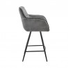 Armen Living Verona Bar Stool in Charcoal Fabric and Black Finish Side