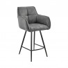 Armen Living Verona Bar Stool in Charcoal Fabric and Black Finish Side