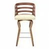 Armen Living Verne Swivel Cream Faux Leather and Walnut Wood Bar Stool Front - Armen Living Verne Swivel Cream Faux Leather and Walnut Wood Bar Stool Front