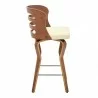 Armen Living Verne Swivel Cream Faux Leather and Walnut Wood Bar Stool Side - Armen Living Verne Swivel Cream Faux Leather and Walnut Wood Bar Stool Side