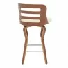 Armen Living Verne Swivel Cream Faux Leather and Walnut Wood Bar Stool Back Angle - Armen Living Verne Swivel Cream Faux Leather and Walnut Wood Bar Stool Back Angle