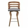 Armen Living Verne Swivel Gray Faux Leather and Walnut Wood Bar Stool Front - Armen Living Verne Swivel Gray Faux Leather and Walnut Wood Bar Stool Front