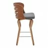 Armen Living Verne Swivel Gray Faux Leather and Walnut Wood Bar Stool Side - Armen Living Verne Swivel Gray Faux Leather and Walnut Wood Bar Stool Side