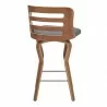 Armen Living Verne Swivel Gray Faux Leather and Walnut Wood Bar Stool Back  - Armen Living Verne Swivel Gray Faux Leather and Walnut Wood Bar Stool Back 