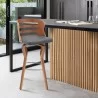 Armen Living Verne Swivel Gray Faux Leather and Walnut Wood Bar Stool - Armen Living Verne Swivel Gray Faux Leather and Walnut Wood Bar Stool